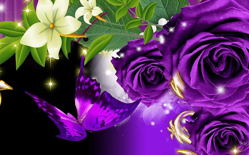 Trends For Butterfly Purple Rose, Purple Rose Art HD wallpaper