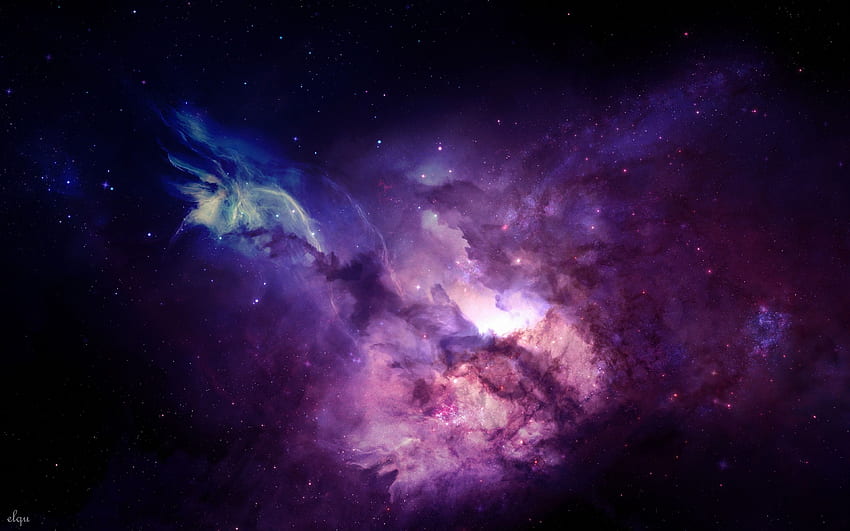 Фон Лилава галактика Космос Небе Звезди в син, розов цвят HD тапет
