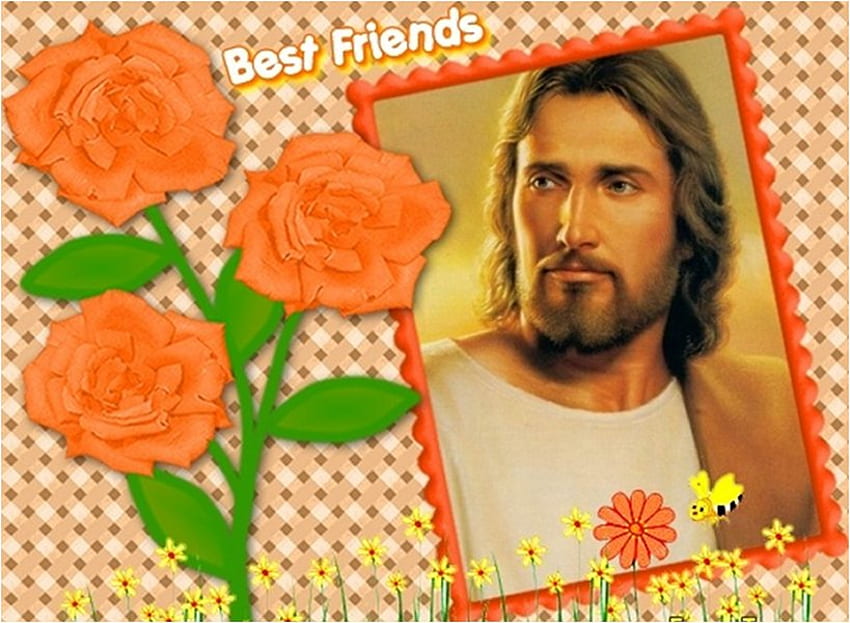 Jesus my friend, god, rose, flower, jesus, christ, religion, christianity HD wallpaper