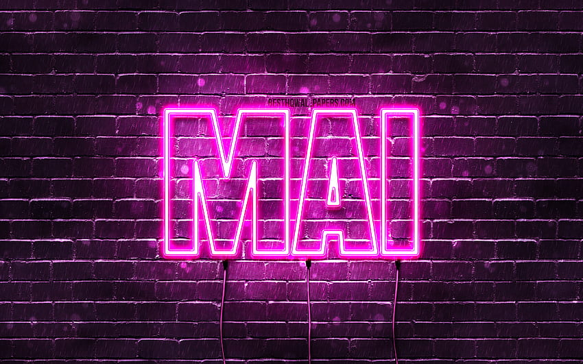 Happy Birtay Mai, , pink neon lights, Mai name, creative, Mai Happy Birtay, Mai Birtay, popular japanese female names, with Mai name, Mai HD wallpaper