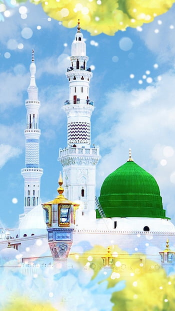 Al Masjid Al Nabawi Madina, white and green mosque illustration transparent  background PNG clipart | HiClipart