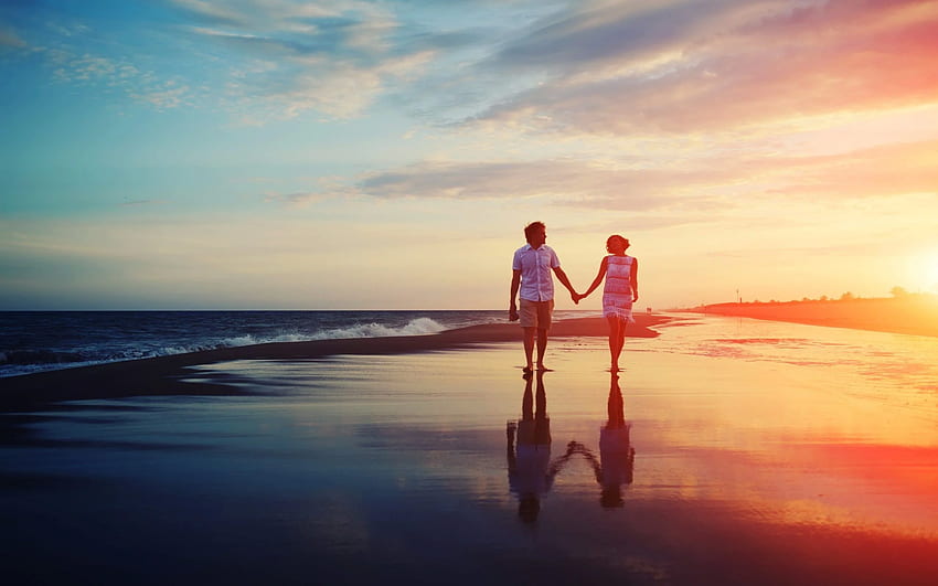 คู่รักบนชายหาด Love For . คู่รัก, ของขวัญแต่งงานทางเลือก, มนต์ดำเพื่อความรัก วอลล์เปเปอร์ HD
