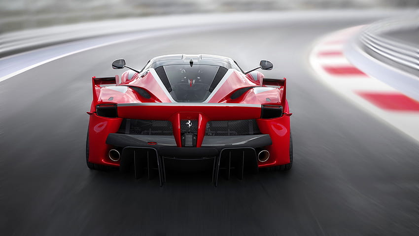Ferrari FXX K red supercar back view, speed, road HD wallpaper