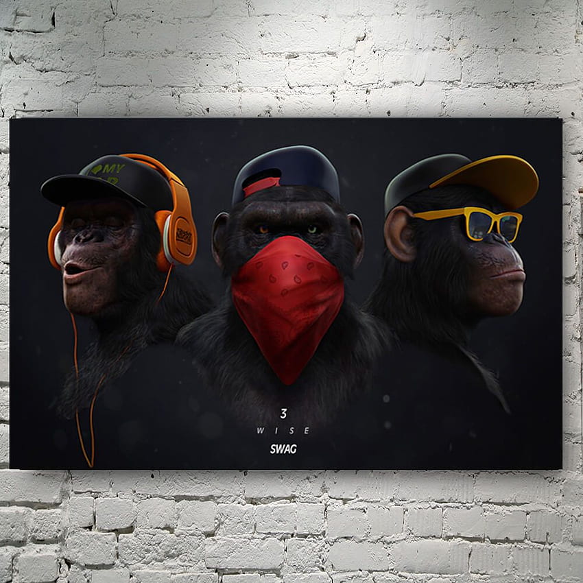WISE SWAG - monkey street art poster, 3 Wise Swag HD phone wallpaper