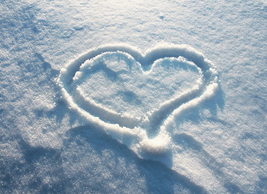 Heart, Snow, Winter HD wallpaper