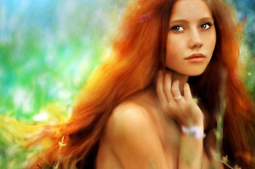 HER NAME IS SUN, FACE, FEMALE, RED, HAIR HD wallpaper