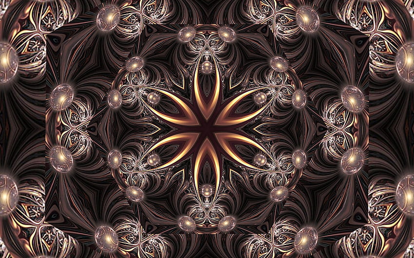 Brown Flower, brown, digital art, fractal, flower HD wallpaper