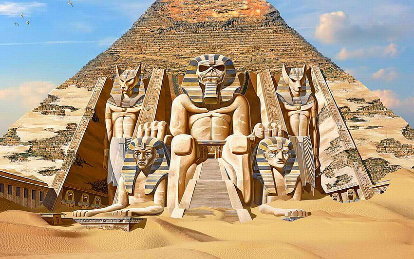 Powerslave and Background, Iron Maiden Powerslave HD wallpaper