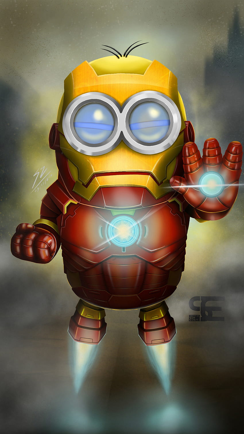 Iron Man x Minion iPhone 7, 6s, 6 Plus et Pixel XL, One Plus 3, 3t, 5, Super-héros, Avengers Minions Fond d'écran de téléphone HD