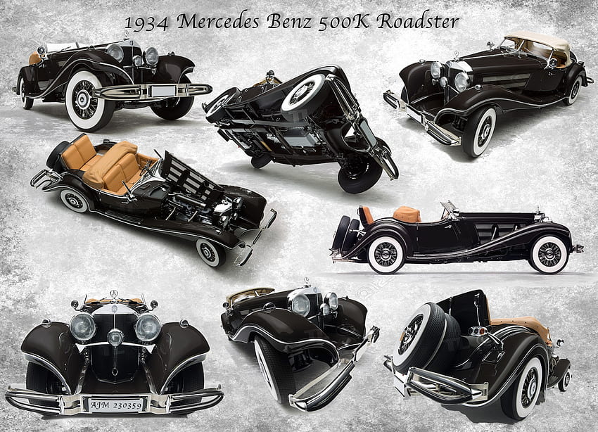 1934 Mercedes Benz 500K Roadster, roadster, black, mercedes, cars HD wallpaper