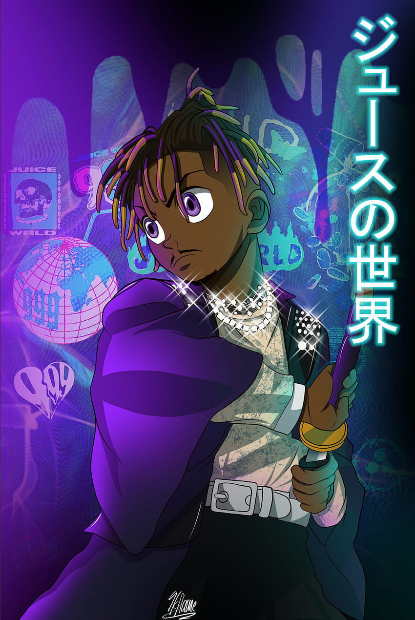 Download Juice Wrld Anime At Nighttime Wallpaper | Wallpapers.com