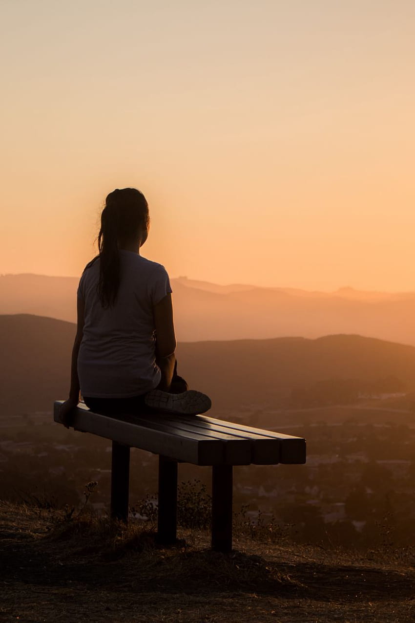 Bench, Alone, Solitude, Sunset, Mountains - iPhone Alone Girl - -, Alone Beautiful HD phone wallpaper