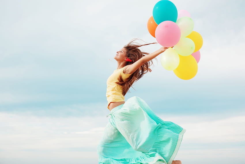 Woman with balloons HD wallpapers | Pxfuel