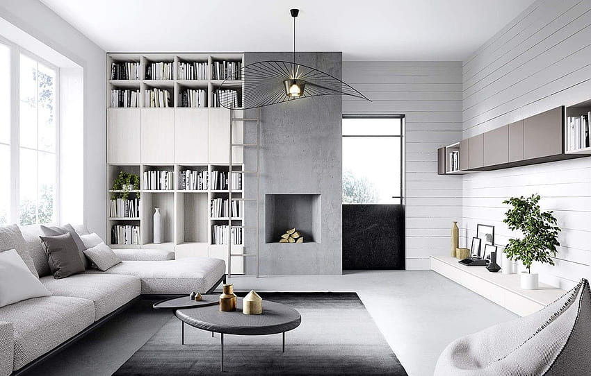 projekt, styl, wnętrze, salon, nowoczesny dom w Niemczech dla , sekcja интерьеÑ, wnętrze domu Tapeta HD