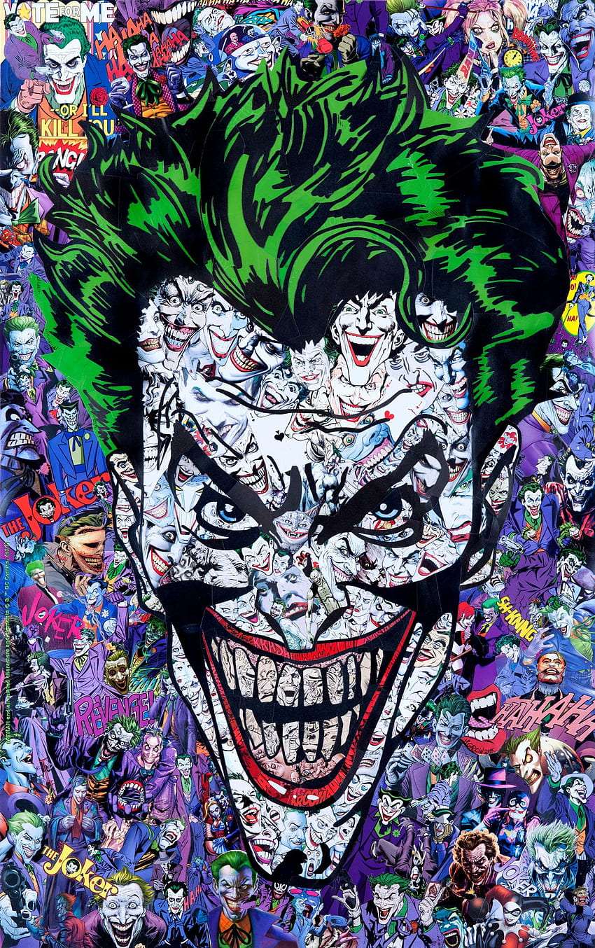 Illustrazione del volto di Joker, fumetti, Joker Sfondo del telefono HD