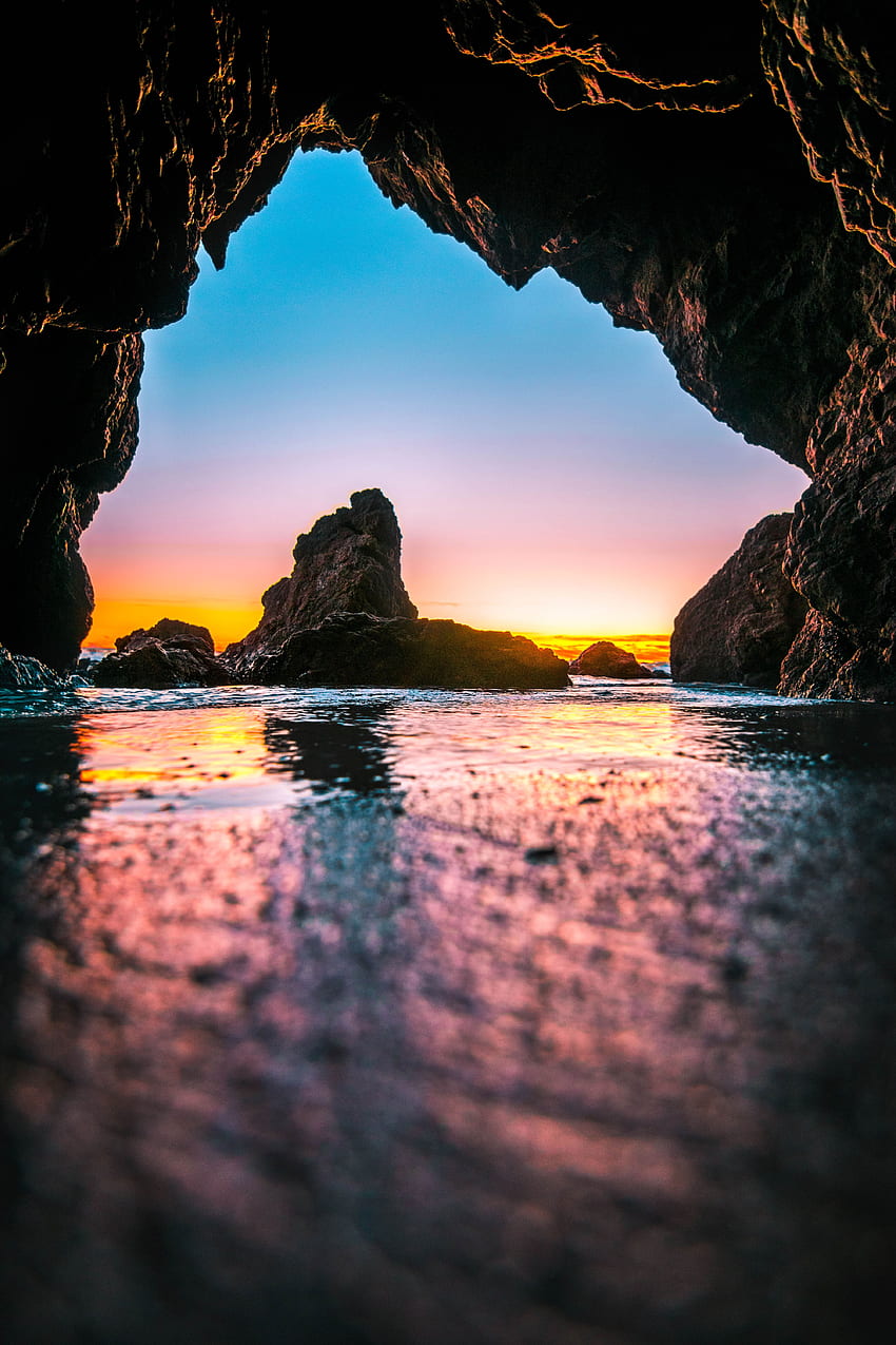 Natur, Steine, Meer, Höhle, Flut, Flut HD-Handy-Hintergrundbild