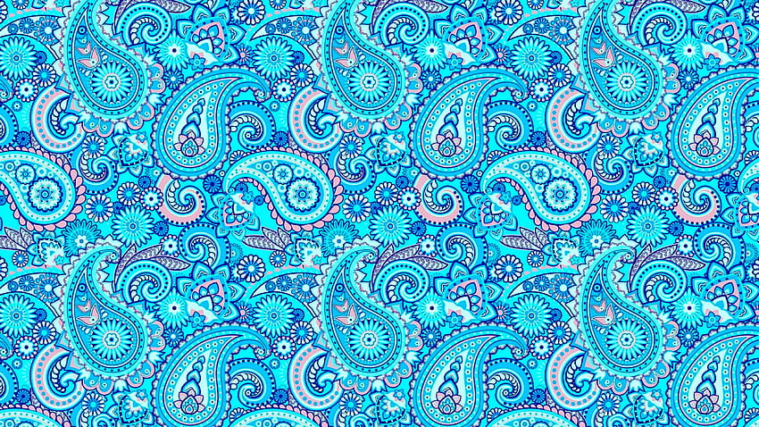Pretty paisley wall, blue, abstract, pattern, paisley HD wallpaper