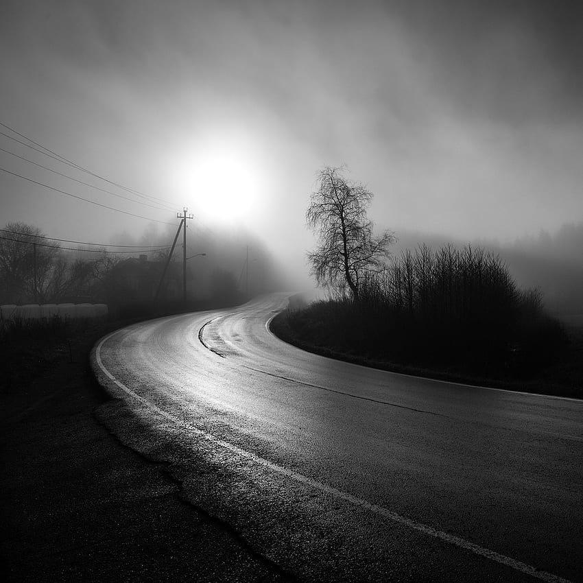 Dark Foggy Country Road iPad, Country Rain HD phone wallpaper