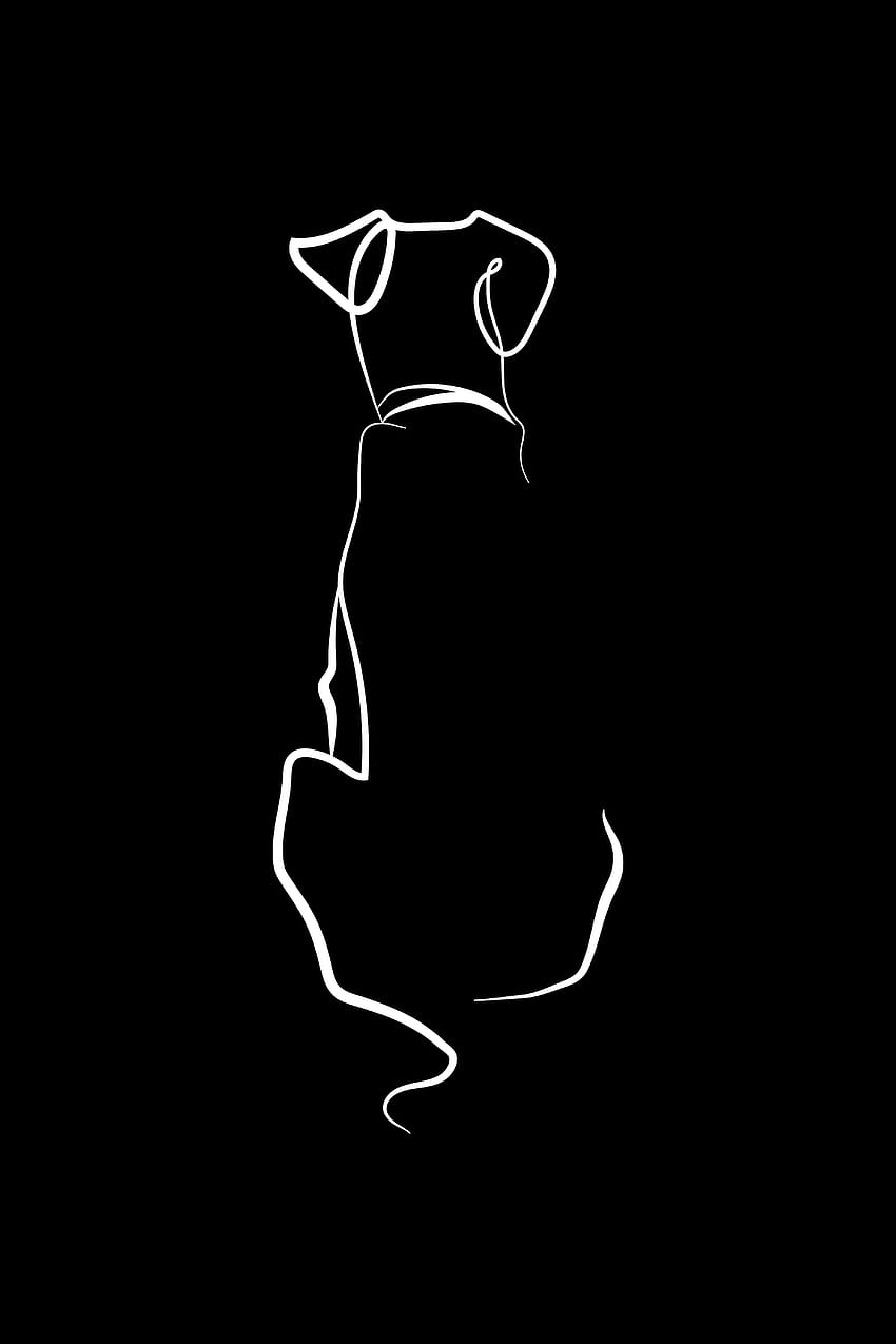 rysunek psa. Portret zwierzaka. Minimalistyczny rysunek w 2021 r. Grafika liniowa psa, rysunki grafiki liniowej, grafika psa Tapeta na telefon HD