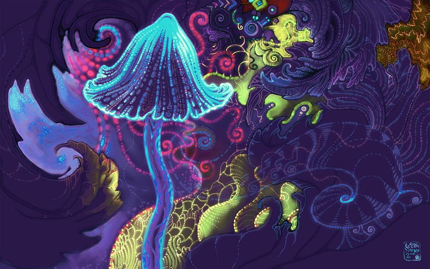 Neon Trippy Mushrooms . Neon , Neon Flowers and Neon Skeleton HD wallpaper