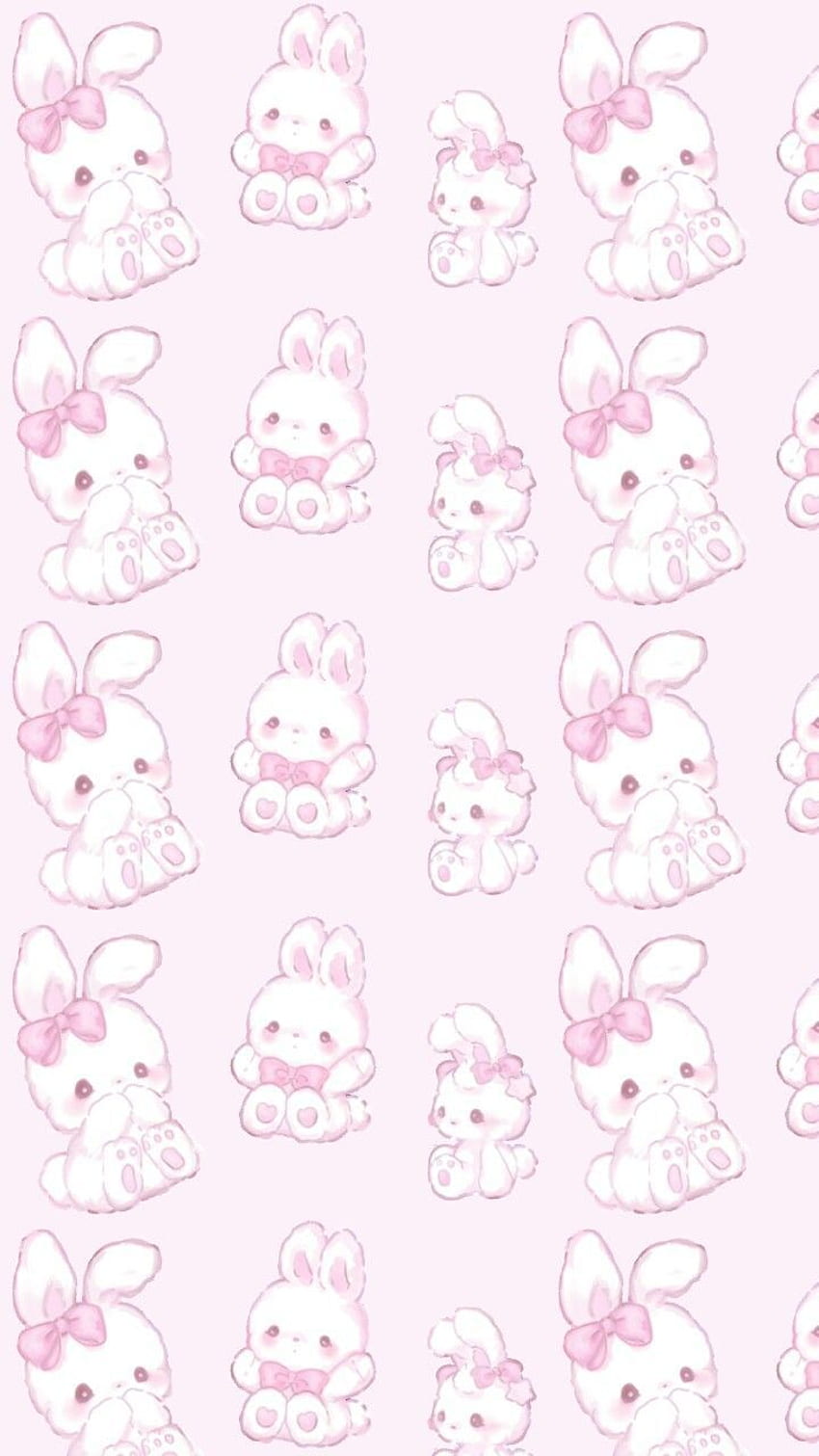 Hand Drawn Cute Bunny Wallpaper Print Ad Background Wallpaper Image For  Free Download  Pngtree