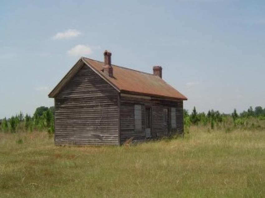 Old Shack, campo gramado, construção, barraco, casa papel de parede HD