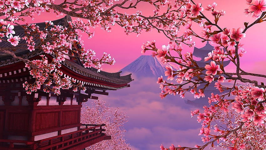 Blooming Sakura 3D Screensaver & Canlı, Sakura Ağacı Anime HD duvar kağıdı