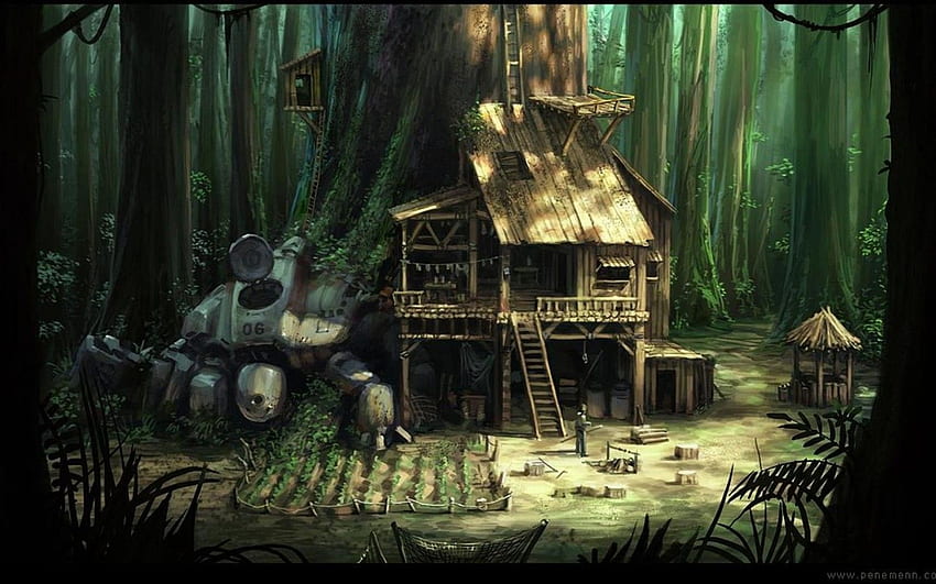 ป่า อะนิเมะ ป่า เที่ยงคืน ความมืด เกม หน้าจอ ถิ่นที่อยู่ สแวดล้อมทางธรรมชาติ คอมพิวเตอร์ เกมพีซี Mocah จาก Dark Jungle อะนิเมะ วอลล์เปเปอร์ HD