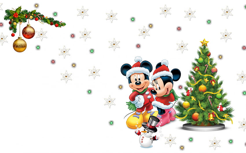 Disney Christmas, green, christmas, card, disney, tree, craciun, minnie mouse, fantasy, mickey mouse, couple HD wallpaper