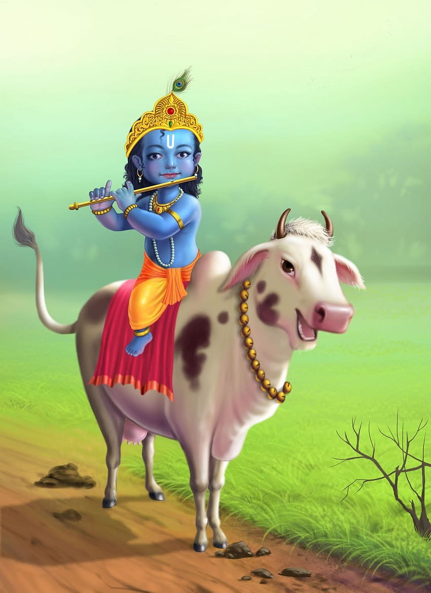 KRSNA, Krishna and Cow HD phone wallpaper