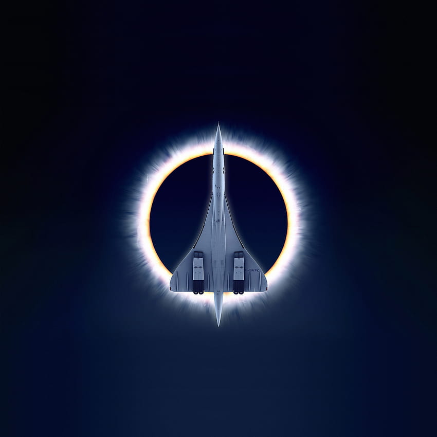 Concorde Carre, eclipse, airplane, moon, aircraft HD phone wallpaper
