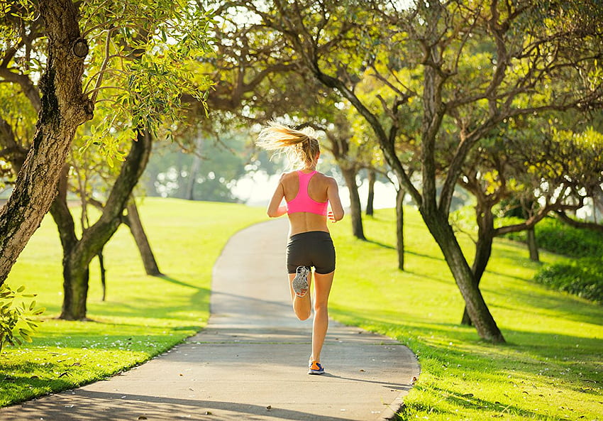 Menjalankan Kebugaran Gadis taman atletik Trotoar, Jogging Wallpaper HD