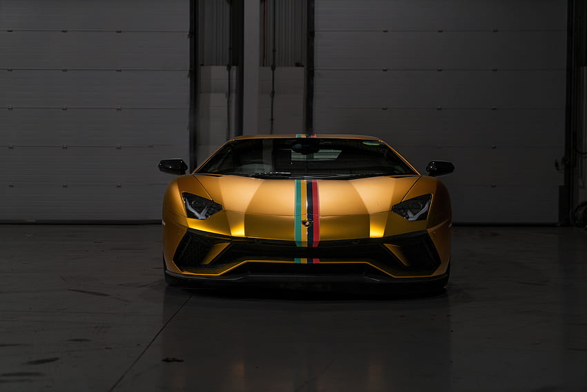 Gold, Sports, Lamborghini, Cars, Front View, Sports Car, Golden, Lamborghini Aventador HD wallpaper