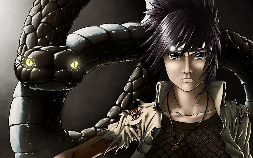 Premium AI Image  anime character with snake head and black hair holding a  snake generative ai