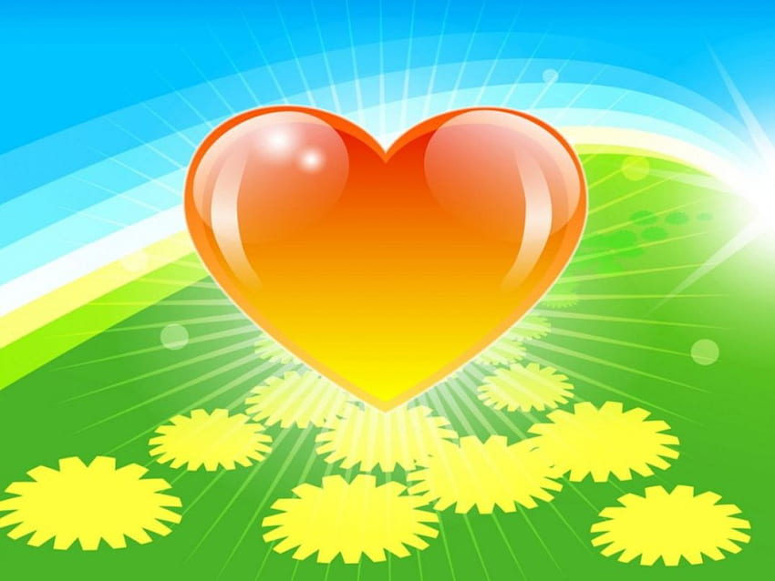 Orange heart, hearts, love HD wallpaper