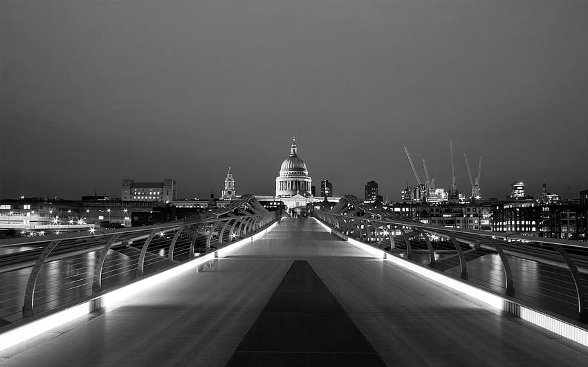 Travel & World Black And White Millennium Bridge London HD wallpaper