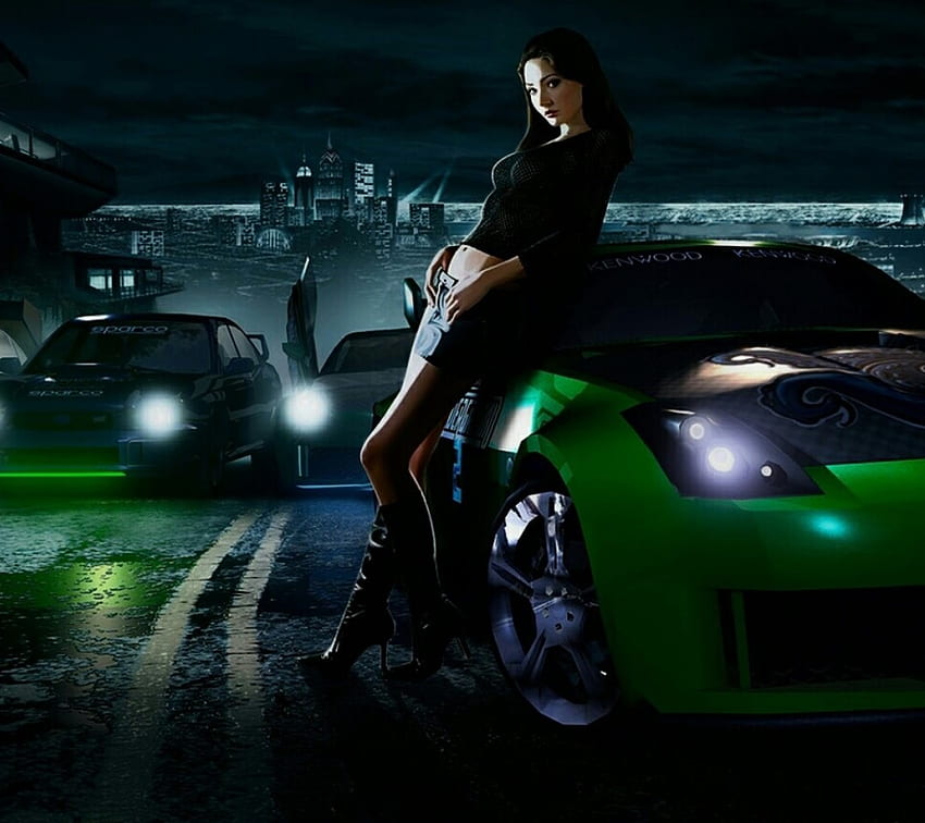 Perfect Duo, Running, Woman, Cars, Digital Art HD wallpaper