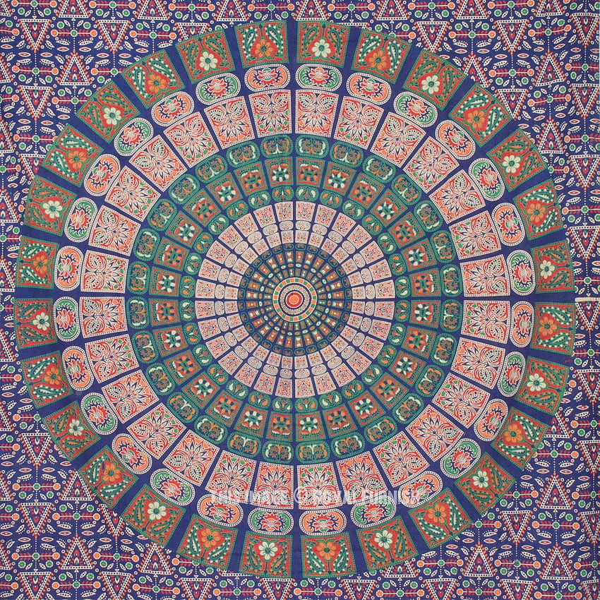 Twin Blue Mandala Boho Wall Tapestry, Indian Hippie Tapestry Wall Sfondo del telefono HD