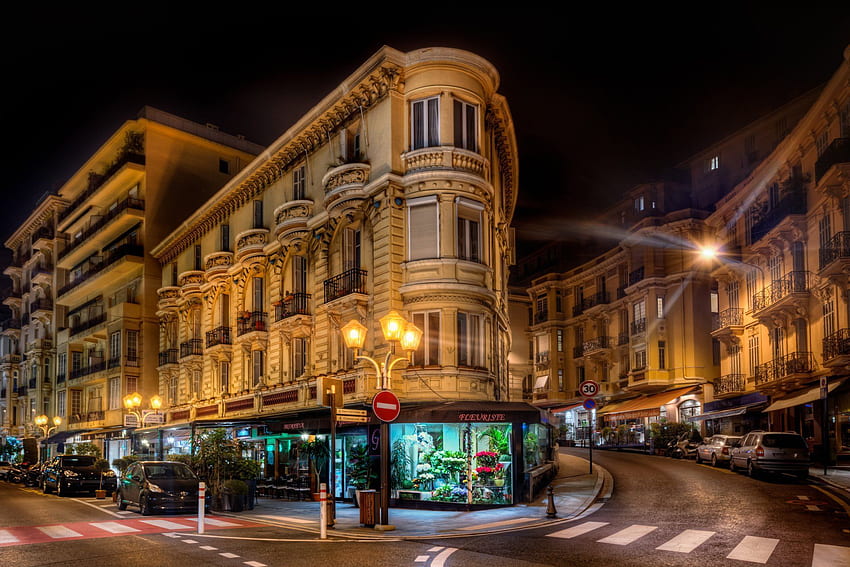 Man Made Monako Noc City Street Europa. Europa Tapeta HD