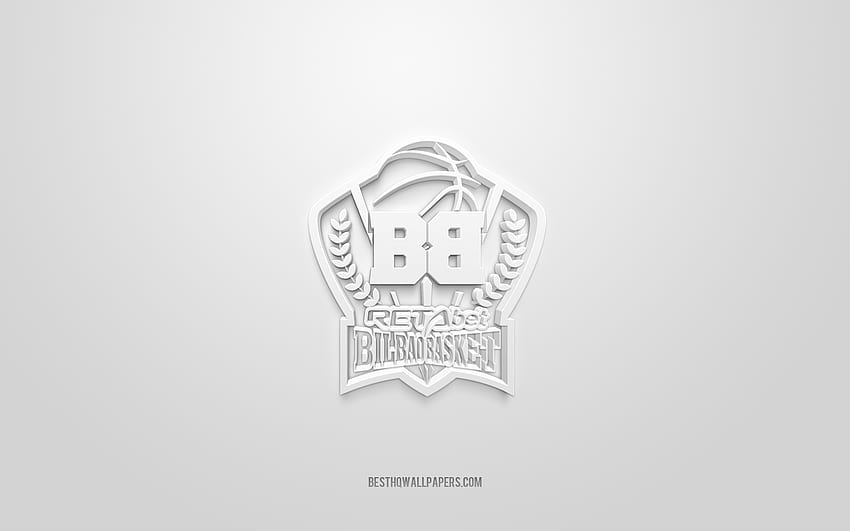 Bilbao Basket, creative 3D logo, white background, Spanish basketball team, Liga ACB, Bilbao, Spain, 3d art, basketball, Bilbao Basket 3d logo HD wallpaper