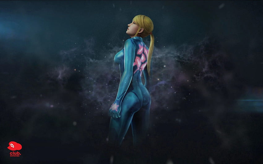 Samus Aran Zero Suit, Metroid-Logo HD-Hintergrundbild