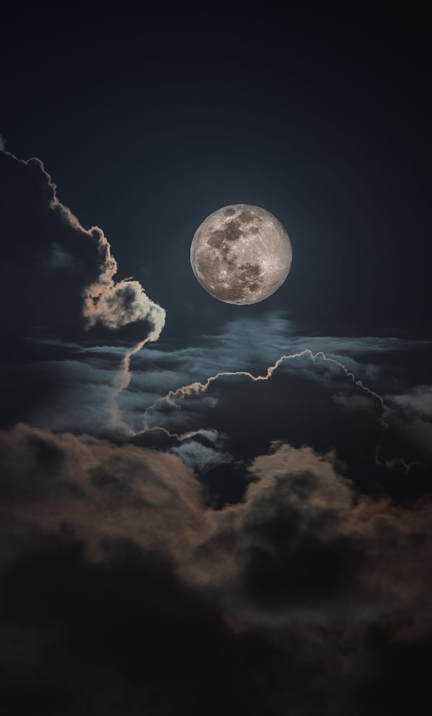 Noite, nuvens e lua, natureza, céu, iPhone 6 Plus, noite nublada Papel de parede de celular HD
