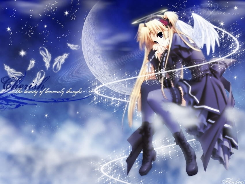 Angel, angeln hevenly, feathers, anime HD wallpaper