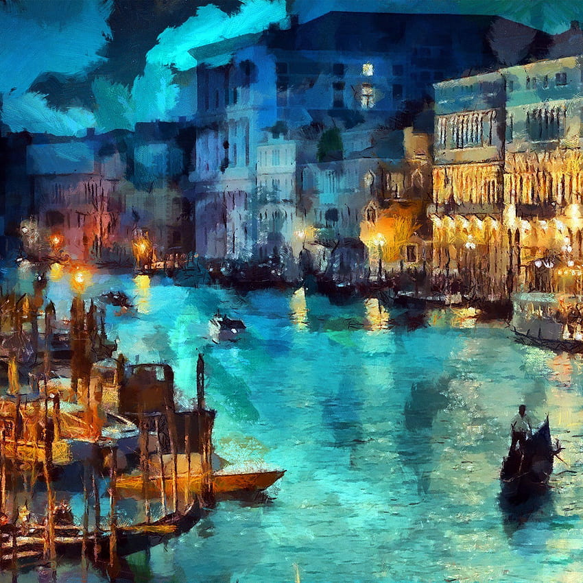 Art Classic Painting Wasser See Nachtblau iPad Air HD-Handy-Hintergrundbild