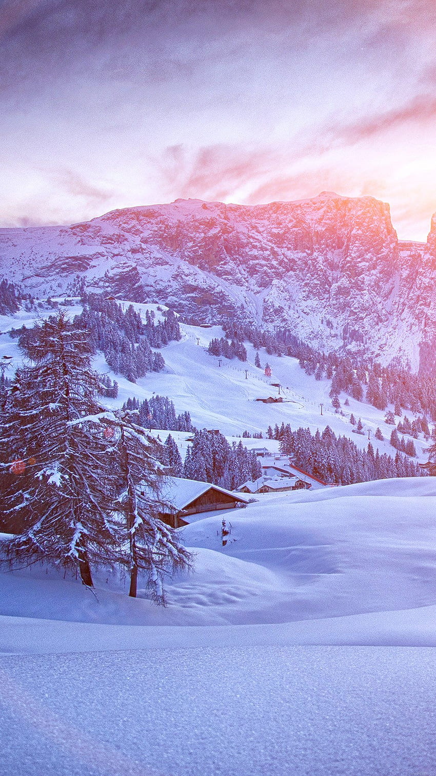 Berg Grün Schnee Winter Natur Ski Flare Android HD-Handy-Hintergrundbild