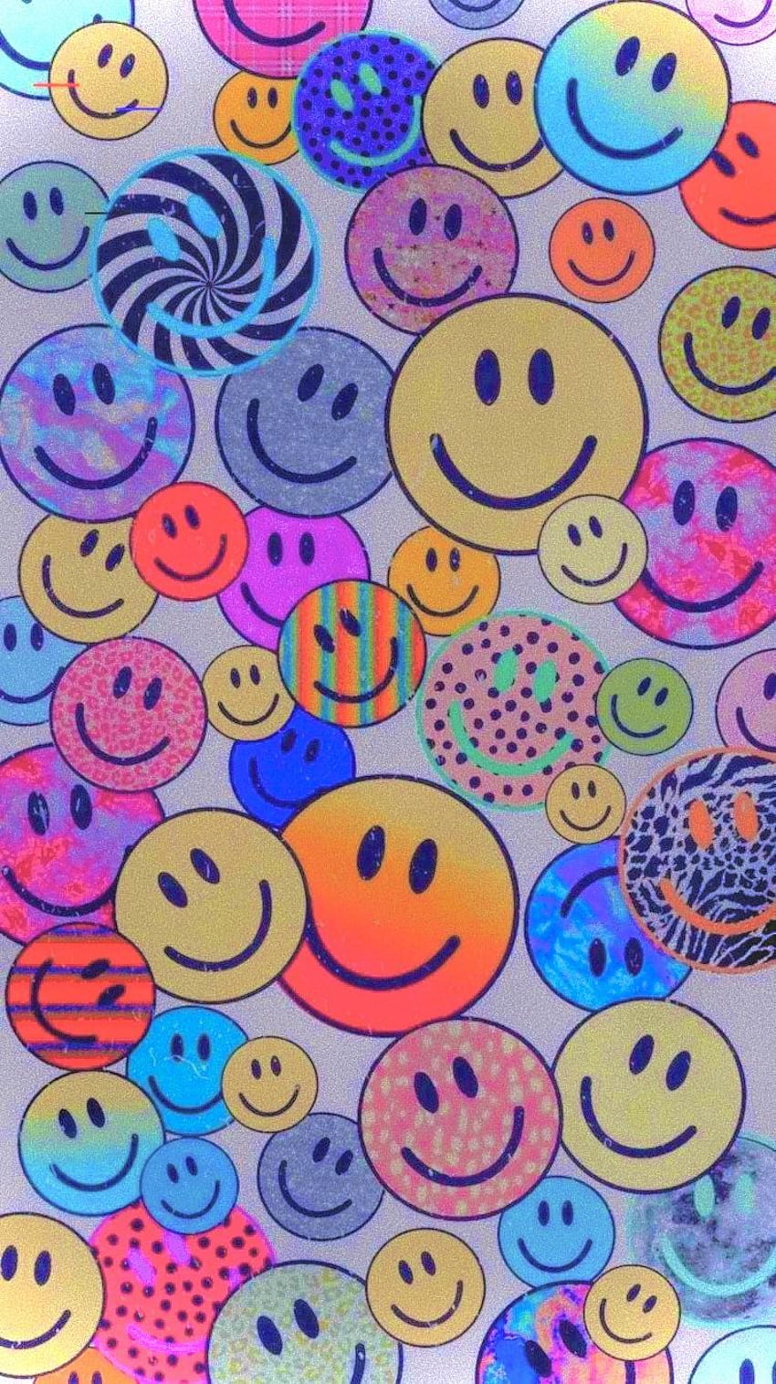 Trippy psychedelic aesthetic y2k seamless pattern Trippy smile retro pop  funny cartoon character Smiley Happy face Psychedelic print Daisy flower  and star 9776815 Vector Art at Vecteezy