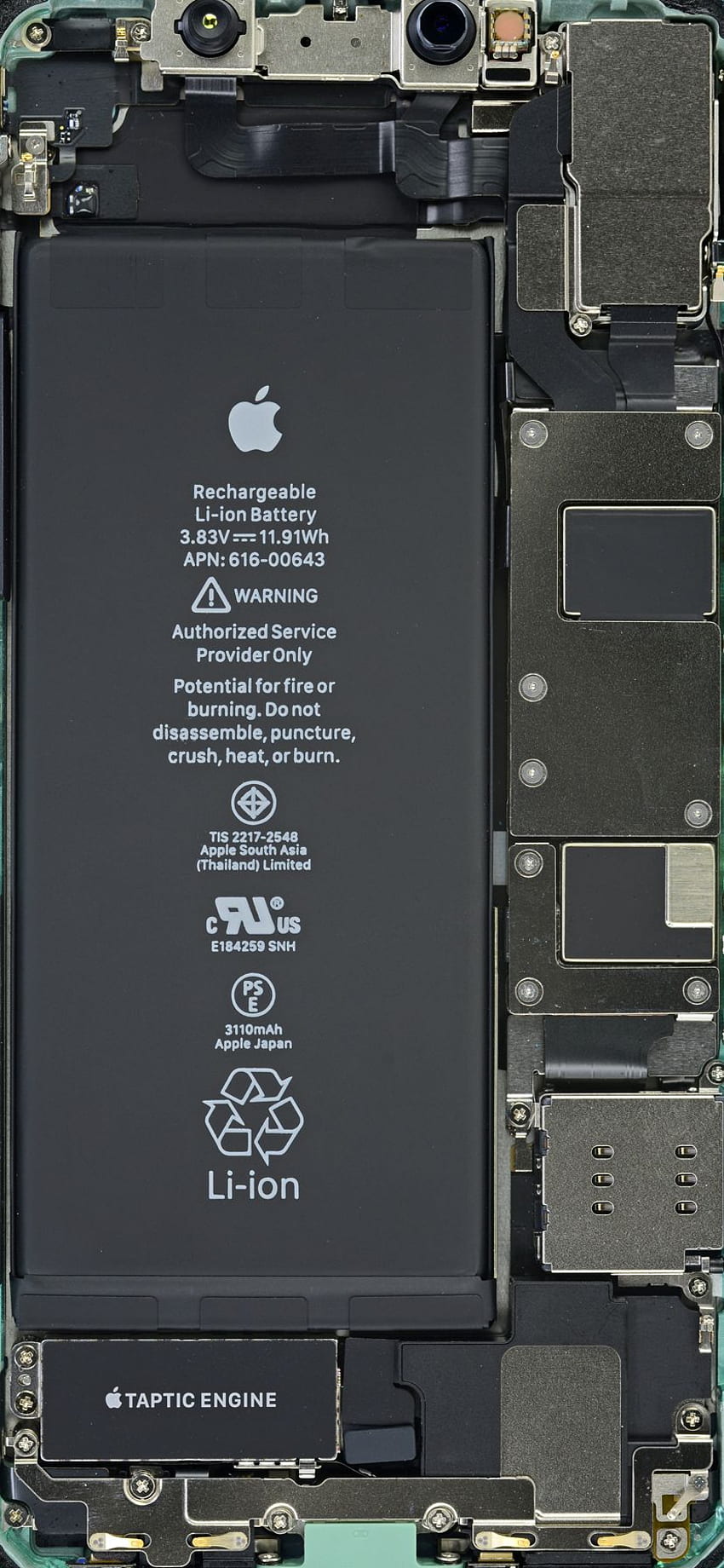 iPhone 11 の分解。 オリジナルのiPhone、iPhone内部、iPhone ios HD電話の壁紙