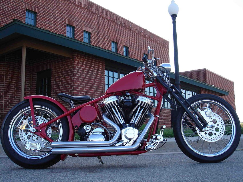 old style, with springer frontend, motorcycle, bike, harley, chopper HD wallpaper
