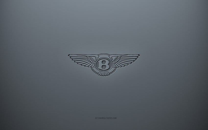 Bentley 로고, 회색 크리에이티브 배경, Bentley 엠블럼, 회색 종이 질감, Bentley, 회색 배경, Bentley 3d 로고 HD 월페이퍼