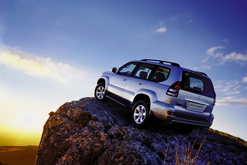 Toyota, Cars, Grey, Back View, Rear View, Land Cruiser, Prado HD wallpaper